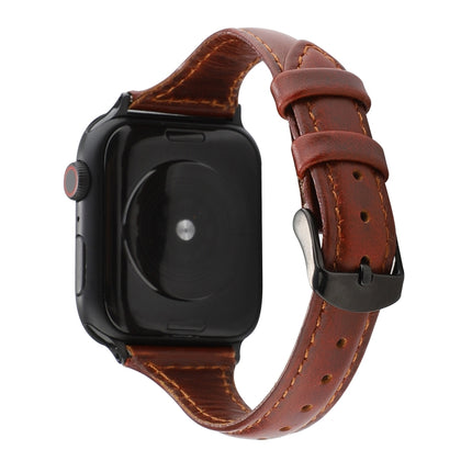 For Apple Watch Series 5 & 4 44mm / 3 & 2 & 1 42mm Crazy Horse Texture Genuine Leather Strap(Red Brown)-garmade.com