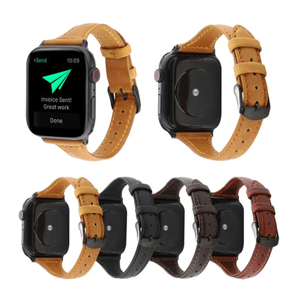 For Apple Watch Series 5 & 4 44mm / 3 & 2 & 1 42mm Crazy Horse Texture Genuine Leather Strap(Red Brown)-garmade.com