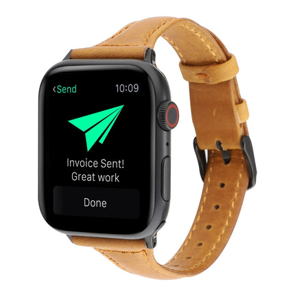 For Apple Watch Series 5 & 4 44mm / 3 & 2 & 1 42mm Crazy Horse Texture Genuine Leather Strap(Light Brown)-garmade.com