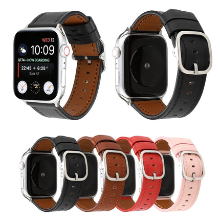 For Apple Watch Series 6 & SE & 5 & 4 40mm / 3 & 2 & 1 38mm Modern Style Buckle Genuine Leather Strap(Black)-garmade.com