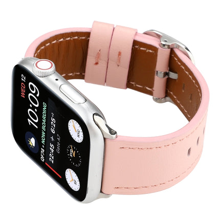 For Apple Watch Series 6 & SE & 5 & 4 40mm / 3 & 2 & 1 38mm Modern Style Buckle Genuine Leather Strap(Pink)-garmade.com