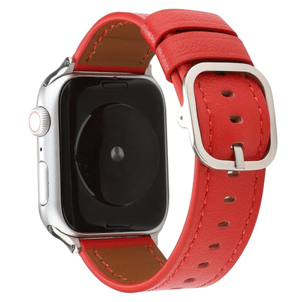 For Apple Watch Series 6 & SE & 5 & 4 40mm / 3 & 2 & 1 38mm Modern Style Buckle Genuine Leather Strap(Red)-garmade.com