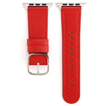 For Apple Watch Series 6 & SE & 5 & 4 40mm / 3 & 2 & 1 38mm Modern Style Buckle Genuine Leather Strap(Red)-garmade.com