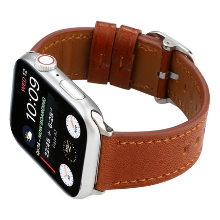 For Apple Watch Series 6 & SE & 5 & 4 40mm / 3 & 2 & 1 38mm Modern Style Buckle Genuine Leather Strap(Brown)-garmade.com