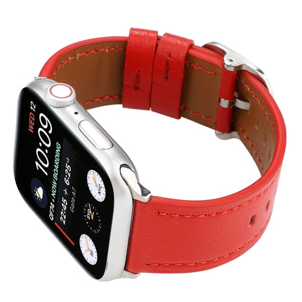 For Apple Watch Series 6 & SE & 5 & 4 44mm / 3 & 2 & 1 42mm Modern Style Buckle Genuine Leather Strap(Red)-garmade.com