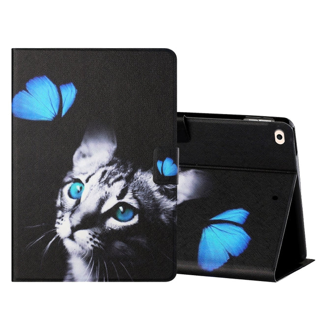Colored Drawing Horizontal Flip Leather Case with Holder & Card Slots & Sleep / Wake-up Function For iPad Mini 5/4/3/2/1(Butterfly Cat)-garmade.com