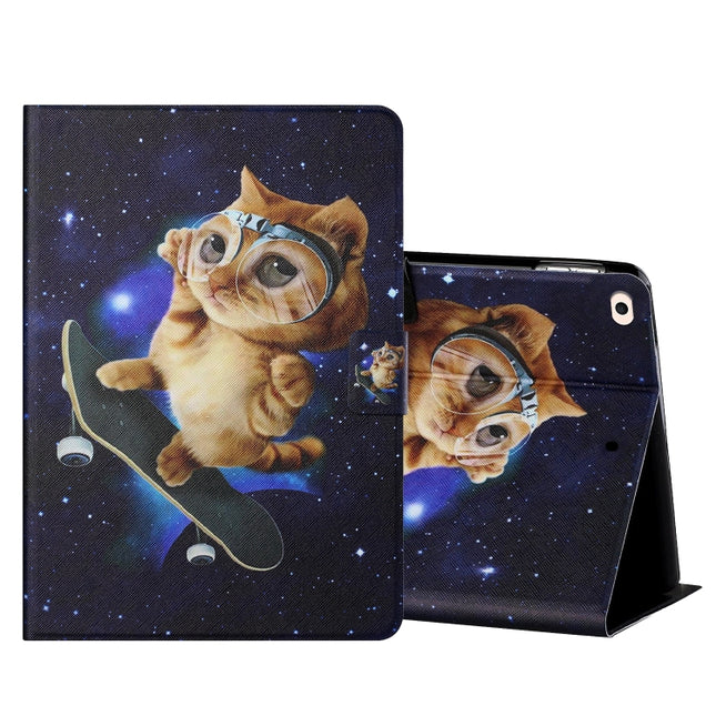Colored Drawing Horizontal Flip Leather Case with Holder & Card Slots & Sleep / Wake-up Function For iPad Mini 5/4/3/2/1(Skateboard Cat)-garmade.com