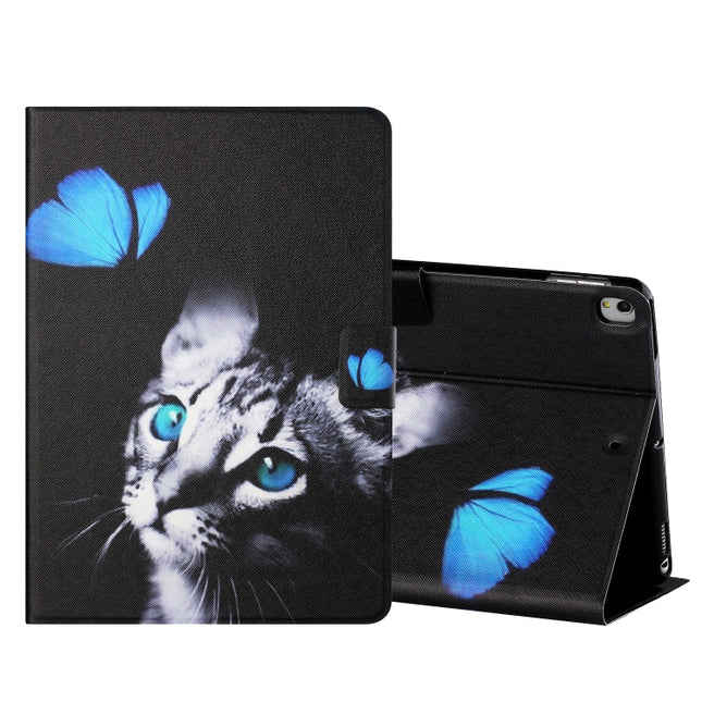Colored Drawing Horizontal Flip Leather Case with Holder & Card Slots & Sleep / Wake-up Function For iPad 10.2 / iPad Air 10.5 （2019） / iPad Pro 10.5 inch(Butterfly Cat)-garmade.com