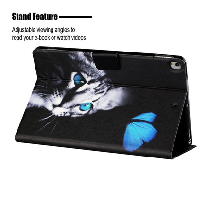 Colored Drawing Horizontal Flip Leather Case with Holder & Card Slots & Sleep / Wake-up Function For iPad 10.2 / iPad Air 10.5 （2019） / iPad Pro 10.5 inch(Butterfly Cat)-garmade.com