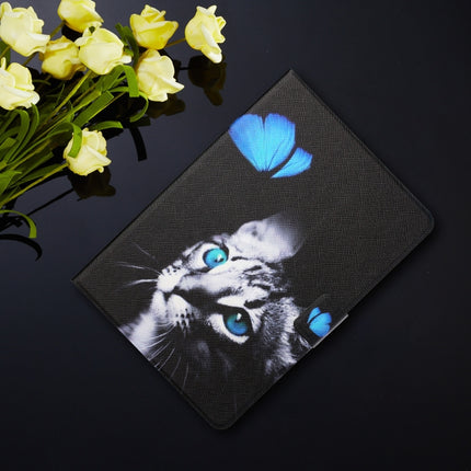 Colored Drawing Horizontal Flip Leather Case with Holder & Card Slots & Sleep / Wake-up Function For iPad 10.2 / iPad Air 10.5 （2019） / iPad Pro 10.5 inch(Butterfly Cat)-garmade.com