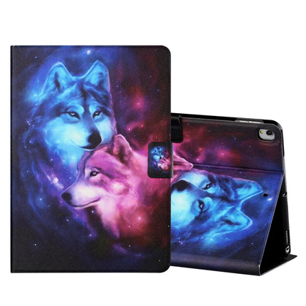 Colored Drawing Horizontal Flip Leather Case with Holder & Card Slots & Sleep / Wake-up Function For iPad 10.2 / iPad Air 10.5 （2019） / iPad Pro 10.5 inch(Wolf)-garmade.com