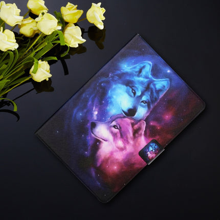 Colored Drawing Horizontal Flip Leather Case with Holder & Card Slots & Sleep / Wake-up Function For iPad 10.2 / iPad Air 10.5 （2019） / iPad Pro 10.5 inch(Wolf)-garmade.com