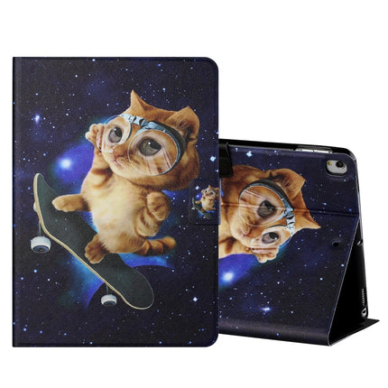 Colored Drawing Horizontal Flip Leather Case with Holder & Card Slots & Sleep / Wake-up Function For iPad 10.2 / iPad Air 10.5 （2019） / iPad Pro 10.5 inch(Skateboard Cat)-garmade.com