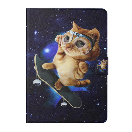Colored Drawing Horizontal Flip Leather Case with Holder & Card Slots & Sleep / Wake-up Function For iPad 10.2 / iPad Air 10.5 （2019） / iPad Pro 10.5 inch(Skateboard Cat)-garmade.com