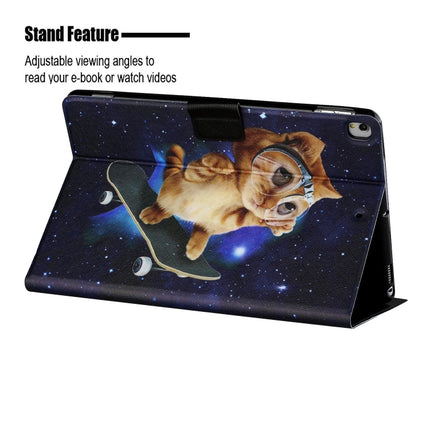 Colored Drawing Horizontal Flip Leather Case with Holder & Card Slots & Sleep / Wake-up Function For iPad 10.2 / iPad Air 10.5 （2019） / iPad Pro 10.5 inch(Skateboard Cat)-garmade.com