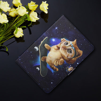 Colored Drawing Horizontal Flip Leather Case with Holder & Card Slots & Sleep / Wake-up Function For iPad 10.2 / iPad Air 10.5 （2019） / iPad Pro 10.5 inch(Skateboard Cat)-garmade.com