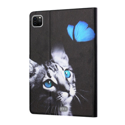 Colored Drawing Horizontal Flip Leather Tablet Case with Holder & Card Slots & Sleep / Wake-up Function For iPad Pro 11 inch (2020) / (2018) / iPad Air 4 10.9 inch (2020)(Butterfly Cat)-garmade.com