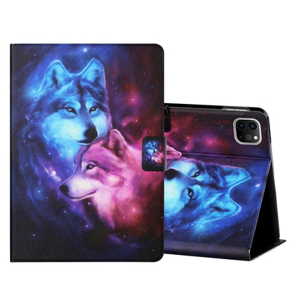 Colored Drawing Horizontal Flip Leather Tablet Case with Holder & Card Slots & Sleep / Wake-up Function For iPad Pro 11 inch (2020) / (2018) / iPad Air 4 10.9 inch (2020)(Wolf)-garmade.com