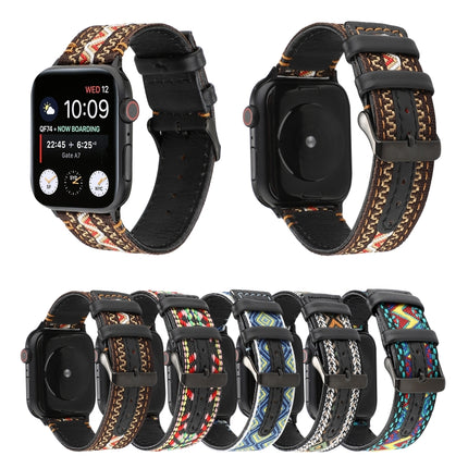 For Apple Watch Series 6 & SE & 5 & 4 40mm / 3 & 2 & 1 38mm Ethnic Style Genuine Leather Strap(Bohemia)-garmade.com