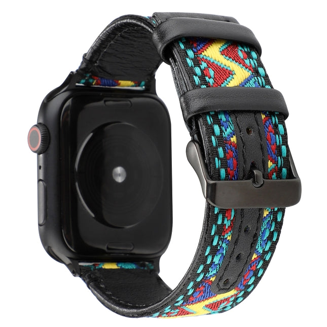 For Apple Watch Series 6 & SE & 5 & 4 40mm / 3 & 2 & 1 38mm Ethnic Style Genuine Leather Strap(Small Fresh)-garmade.com