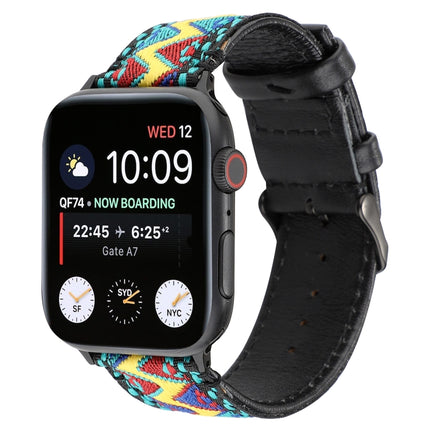 For Apple Watch Series 6 & SE & 5 & 4 40mm / 3 & 2 & 1 38mm Ethnic Style Genuine Leather Strap(Small Fresh)-garmade.com