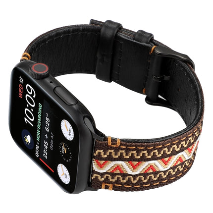 For Apple Watch Series 6 & SE & 5 & 4 44mm / 3 & 2 & 1 42mm Ethnic Style Genuine Leather Strap(Bohemia)-garmade.com