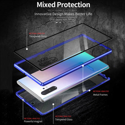 For Samsung Galaxy Note10 Magnetic Metal Frame Double-sided Tempered Glass Case(Red)-garmade.com