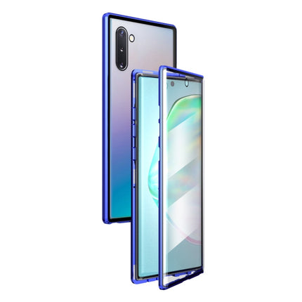 For Samsung Galaxy Note10 Magnetic Metal Frame Double-sided Tempered Glass Case(Blue Purple)-garmade.com