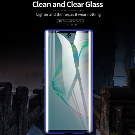 For Samsung Galaxy Note10 Magnetic Metal Frame Double-sided Tempered Glass Case(Green)-garmade.com