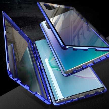For Samsung Galaxy Note10 Magnetic Metal Frame Double-sided Tempered Glass Case(Silver)-garmade.com