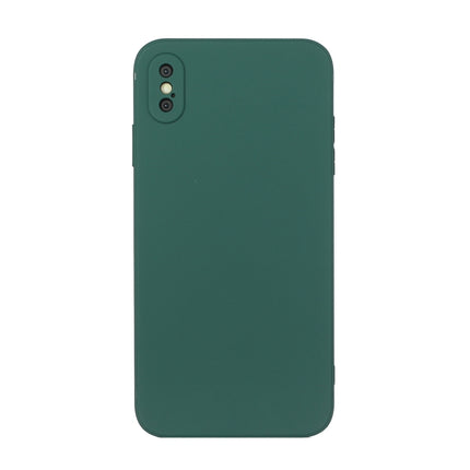 Straight Edge Solid Color TPU Shockproof Case For iPhone XS / X(Dark Night Green)-garmade.com