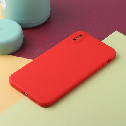 Straight Edge Solid Color TPU Shockproof Case For iPhone XS / X(Red)-garmade.com