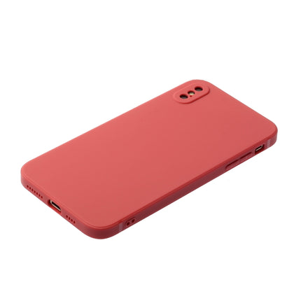 Straight Edge Solid Color TPU Shockproof Case For iPhone XS / X(Hawthorn Red)-garmade.com