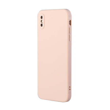 Straight Edge Solid Color TPU Shockproof Case For iPhone XS / X(Light Pink)-garmade.com
