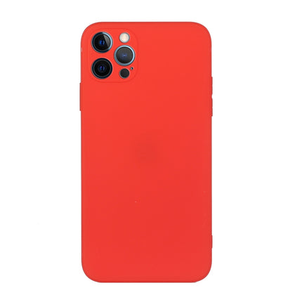Straight Edge Solid Color TPU Shockproof Case For iPhone 12 Pro(Red)-garmade.com