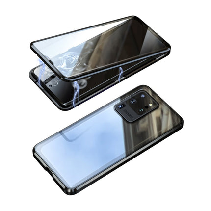 For Samsung Galaxy S20 Magnetic Metal Frame Double-sided Tempered Glass Case(Silver)-garmade.com
