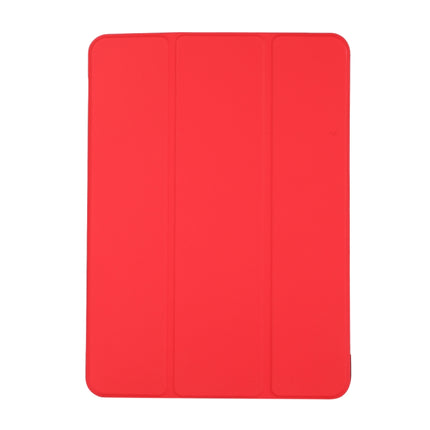 3-folding Skin Texture Horizontal Flip TPU + PU Leather Case with Holder For iPad Air 2022 / 2020 10.9 (Red)-garmade.com