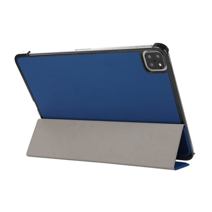 3-folding Skin Texture Horizontal Flip TPU + PU Leather Case with Holder For iPad Air 2022 / 2020 10.9 (Navy Blue)-garmade.com