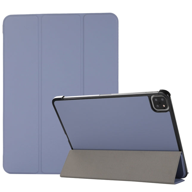 3-folding Skin Texture Horizontal Flip TPU + PU Leather Case with Holder For iPad Air 2022 / 2020 10.9 (Lavender Grey)-garmade.com