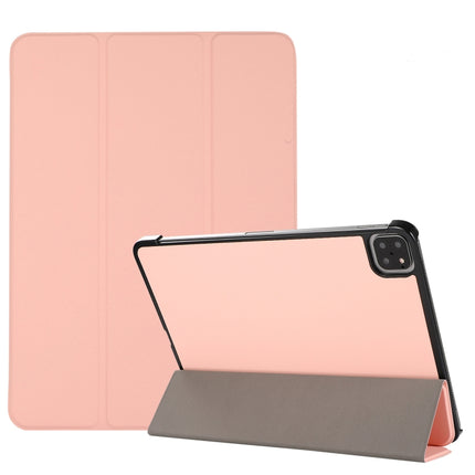 3-folding Skin Texture Horizontal Flip TPU + PU Leather Case with Holder For iPad Air 2022 / 2020 10.9 (Pink)-garmade.com