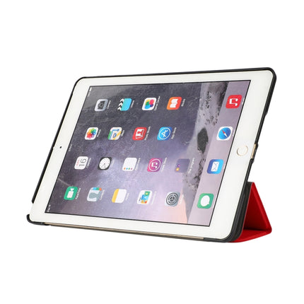 3-folding Skin Texture Horizontal Flip TPU + PU Leather Case with Holder For iPad 9.7 (2018) / 9.7 (2017) / air / air2(Red)-garmade.com