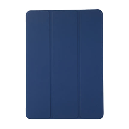 3-folding Skin Texture Horizontal Flip TPU + PU Leather Case with Holder For iPad 9.7 (2018) / 9.7 (2017) / air / air2(Navy Blue)-garmade.com