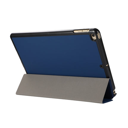 3-folding Skin Texture Horizontal Flip TPU + PU Leather Case with Holder For iPad 9.7 (2018) / 9.7 (2017) / air / air2(Navy Blue)-garmade.com