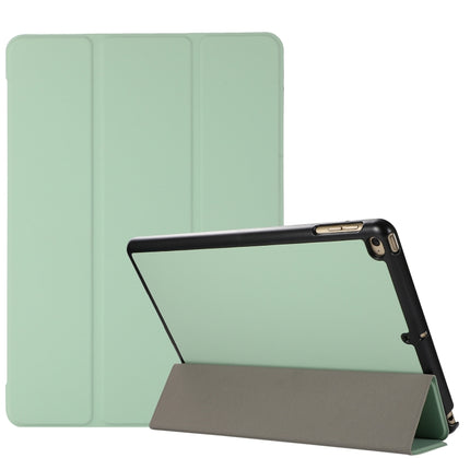 3-folding Skin Texture Horizontal Flip TPU + PU Leather Case with Holder For iPad 9.7 (2018) / 9.7 (2017) / air / air2(Mint Green)-garmade.com