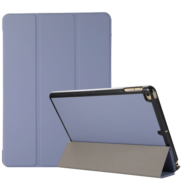 3-folding Skin Texture Horizontal Flip TPU + PU Leather Case with Holder For iPad 9.7 (2018) / 9.7 (2017) / air / air2(Lavender Grey)-garmade.com