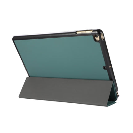 3-folding Skin Texture Horizontal Flip TPU + PU Leather Case with Holder For iPad 9.7 (2018) / 9.7 (2017) / air / air2(Green)-garmade.com