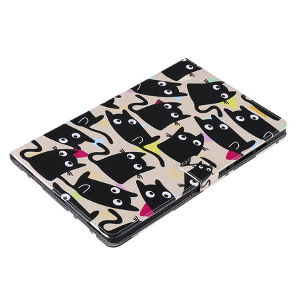 For Samsung Galaxy Tab S6 T860 Painted Pattern Horizontal Flip Leather Case with Holder & Card Slots & Wallet & Sleep / Wake-up Function (Cats)-garmade.com