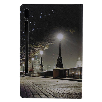 For Samsung Galaxy Tab S6 T860 Painted Pattern Horizontal Flip Leather Case with Holder & Card Slots & Wallet & Sleep / Wake-up Function (Cityscape)-garmade.com