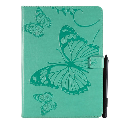 Pressed Printing Butterfly Pattern Horizontal Flip Leather Case with Holder & Card Slots & Wallet & Sleep / Wake-up Function For iPad Air 2022 / 2020 10.9 /iPad Pro 11 2020 / 2018(Green)-garmade.com