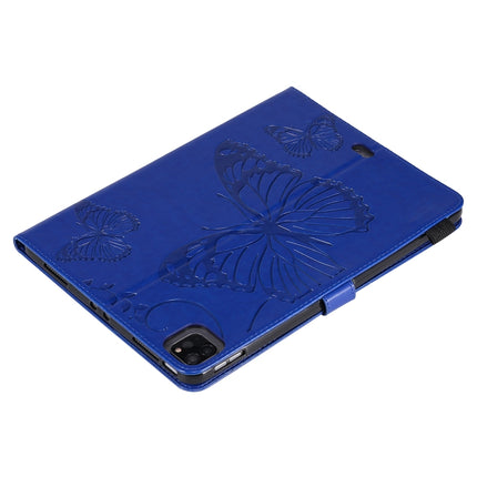 Pressed Printing Butterfly Pattern Horizontal Flip Leather Case with Holder & Card Slots & Wallet & Sleep / Wake-up Function For iPad Air 2022 / 2020 10.9 /iPad Pro 11 2020 / 2018(Blue)-garmade.com